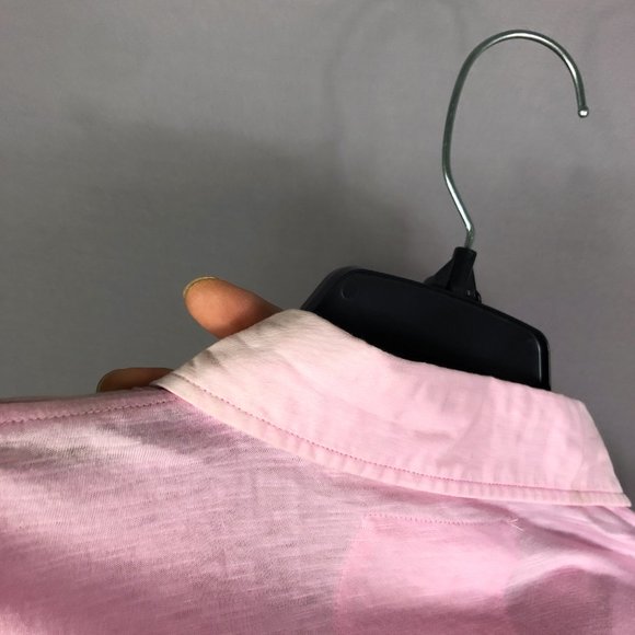 Thomas Dean Mens Short Sleeve Woven Polo Shirt in Pink Size XL - Picture 11 of 11